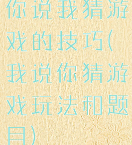 你说我猜游戏的技巧(我说你猜游戏玩法和题目)