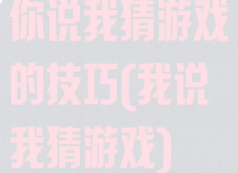 你说我猜游戏的技巧(我说我猜游戏)