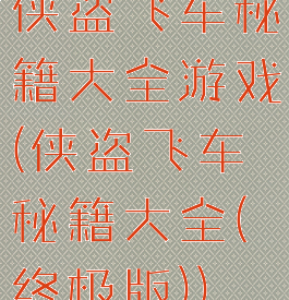 侠盗飞车秘籍大全游戏(侠盗飞车秘籍大全(终极版))