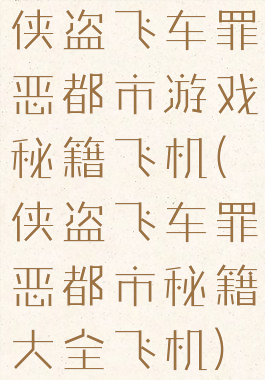 侠盗飞车罪恶都市游戏秘籍飞机(侠盗飞车罪恶都市秘籍大全飞机)