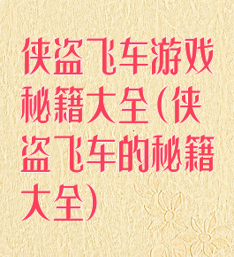 侠盗飞车游戏秘籍大全(侠盗飞车的秘籍大全)