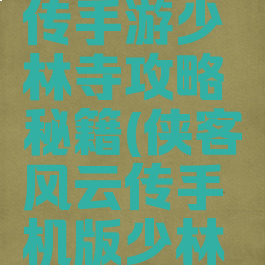 侠客风云传手游少林寺攻略秘籍(侠客风云传手机版少林寺攻略)