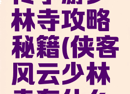 侠客风云传手游少林寺攻略秘籍(侠客风云少林寺有什么探索的)