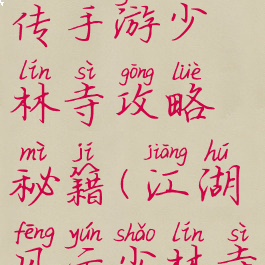 侠客风云传手游少林寺攻略秘籍(江湖风云少林寺内功攻略)