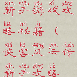 侠客风云传新手游戏攻略秘籍(侠客风云传新手攻略流程)