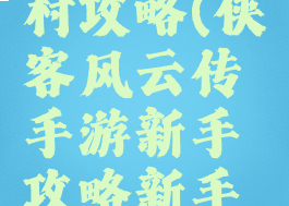侠客风云手游新手村攻略(侠客风云传手游新手攻略新手入门技巧分享)