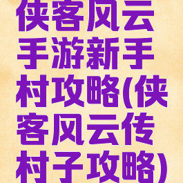 侠客风云手游新手村攻略(侠客风云传村子攻略)