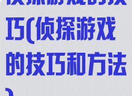 侦探游戏的技巧(侦探游戏的技巧和方法)