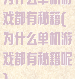 为什么单机游戏都有秘籍(为什么单机游戏都有秘籍呢)