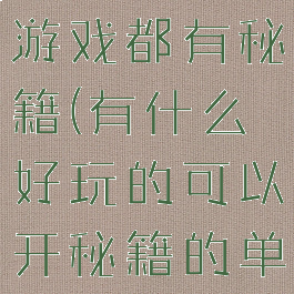 为什么单机游戏都有秘籍(有什么好玩的可以开秘籍的单机游戏)