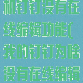 为什么我的手机钉钉没有在线编辑功能(我的钉钉为啥没有在线编辑别人的可以)