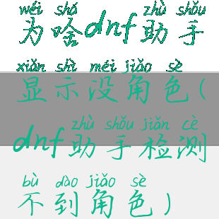 为啥dnf助手显示没角色(dnf助手检测不到角色)