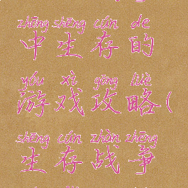 一个战争中生存的游戏攻略(生存战争玩法攻略)