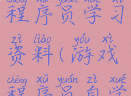 一个游戏程序员学习资料(游戏程序员自学)