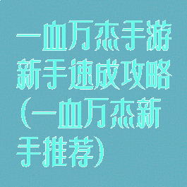 一血万杰手游新手速成攻略(一血万杰新手推荐)