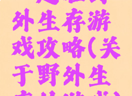 一起在野外生存游戏攻略(关于野外生存的游戏)