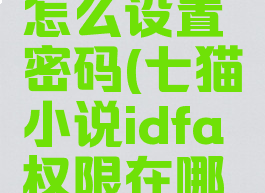 七猫小说怎么设置密码(七猫小说idfa权限在哪设置)