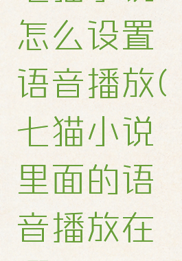 七猫小说怎么设置语音播放(七猫小说里面的语音播放在哪里)