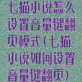 七猫小说怎么设置音量键翻页模式(七猫小说如何设置音量键翻页)