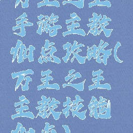 万王之王手游主教加点攻略(万王之王主教技能加点)