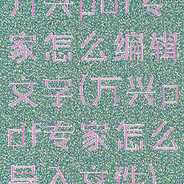 万兴pdf专家怎么编辑文字(万兴pdf专家怎么导入文件)