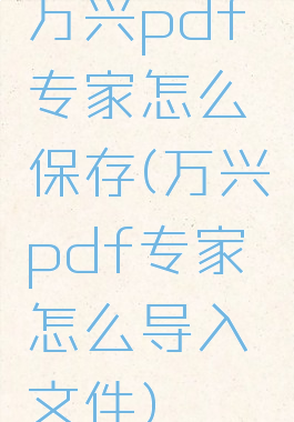 万兴pdf专家怎么保存(万兴pdf专家怎么导入文件)