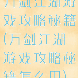 万剑江湖游戏攻略秘籍(万剑江湖游戏攻略秘籍怎么用)