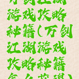 万剑江湖游戏攻略秘籍(万剑江湖游戏攻略秘籍怎么获得)