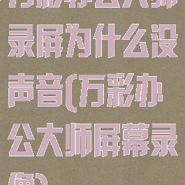 万彩办公大师录屏为什么没声音(万彩办公大师屏幕录像)