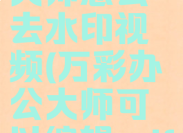 万彩办公大师怎么去水印视频(万彩办公大师可以编辑pdf吗)