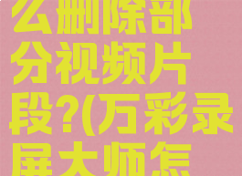 万彩录屏大师中,怎么删除部分视频片段?(万彩录屏大师怎么去除水印)