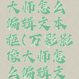 万彩影像大师怎么编辑文本框(万彩影像大师怎么编辑文本框的)