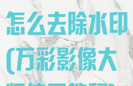 万彩影像大师怎么去除水印(万彩影像大师使用教程)