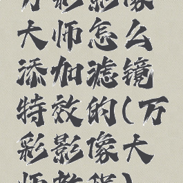 万彩影像大师怎么添加滤镜特效的(万彩影像大师教程)