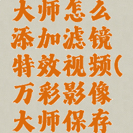 万彩影像大师怎么添加滤镜特效视频(万彩影像大师保存成mp4)