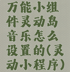 万能小组件灵动岛音乐怎么设置的(灵动小程序)