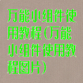 万能小组件使用教程(万能小组件使用教程图片)