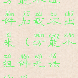 万能小组件加载不出来(万能小组件无法显示)