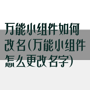 万能小组件如何改名(万能小组件怎么更改名字)