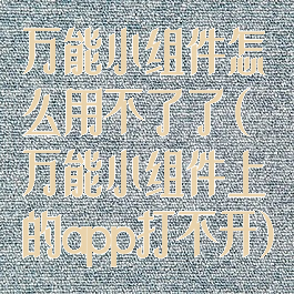 万能小组件怎么用不了了(万能小组件上的app打不开)