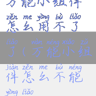 万能小组件怎么用不了了(万能小组件怎么不能用了)