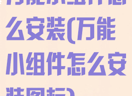 万能小组件怎么安装(万能小组件怎么安装图标)