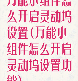 万能小组件怎么开启灵动坞设置(万能小组件怎么开启灵动坞设置功能)