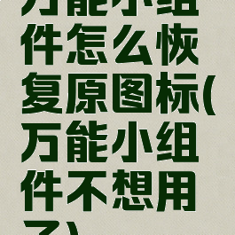 万能小组件怎么恢复原图标(万能小组件不想用了)