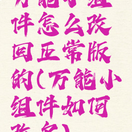 万能小组件怎么改回正常版的(万能小组件如何改名)