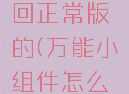 万能小组件怎么改回正常版的(万能小组件怎么换回原来的图标)