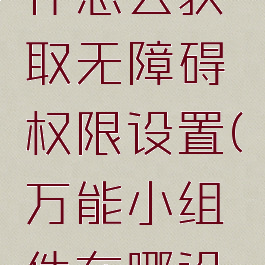 万能小组件怎么获取无障碍权限设置(万能小组件在哪设置)