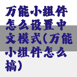 万能小组件怎么设置中文模式(万能小组件怎么搞)