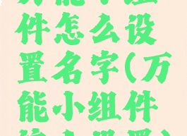 万能小组件怎么设置名字(万能小组件这么设置)