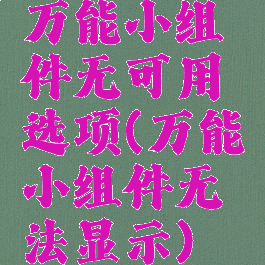 万能小组件无可用选项(万能小组件无法显示)